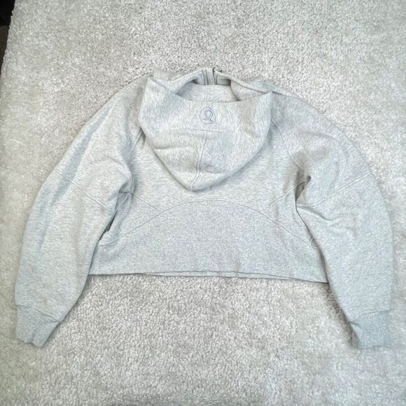 Lululemon Scuba Oversized Half Zip Crop Hoodie Heathered Light Grey M/L - Picture 3 of 12